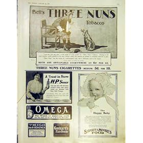 ADVERT THREE NUNS TOBACCO H.P. SAUCE OMEGA WATCHES 1914
