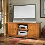 Entertainment TV Console with Cabinets in Cottage Oak Finish