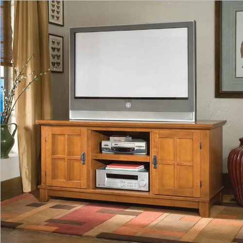Home Styles Arts Crafts Entertainment Console in Cottage Oak