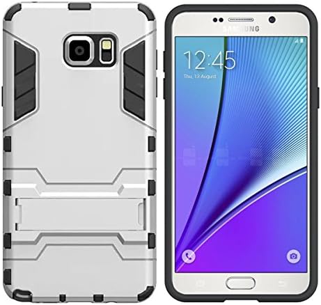 Galaxy Note 5 Case,DCase®Galaxy Sumsung Note 5 Cases with Kickstand [Dual Layer] Case Cover Protective Bumper Defender Skin for Samsung Galaxy Note 5 (Silver)