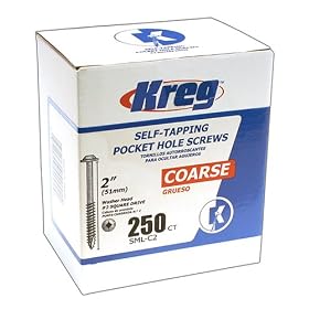 Kreg SML-C2 - 250 Pocket Screws 2-Inch, #8 Coarse, Washer Head, 250 Count