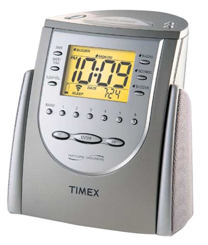 Timex T309T Alarm Clock Radio with Nature Sounds (Titanium)