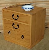 Japanese Kiri Wood Tansu Chest Box w/ 4 Drawers - Honey Finish
