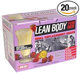 Labrada Nutrition Lean Body for Her Meal Replacement Shake, Soft Vanilla Ice Cream, 1.73-Ounce Packets (Pack of 20)