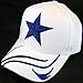 Dallas Adjustable Bent Brim Baseball Cap with Stripes on Bill (White Star)