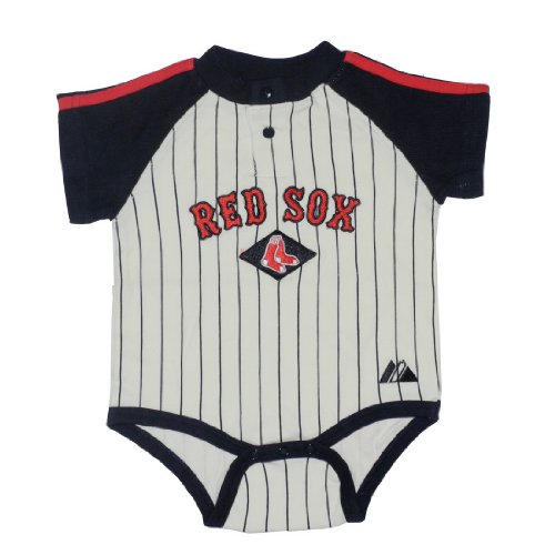 MLB Boston Red Sox Baby / Infant One-Piece Bodysuit / Romper / Onesie - Beige & Blue (Size: 6-9)