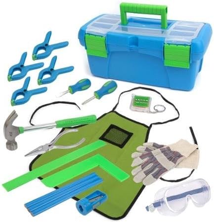 Play Pretend Kids 18-Piece Tool Set with Blue Toolbox