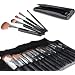 Bundle Monster 15pc Studio Pro Makeup Make Up Cosmetic Brush Set Kit w/ Black Faux Crocodile Case - For Eye Shadow, Blush, Eyeliner, Etc.