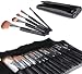 Bundle Monster 15pc Studio Pro Makeup Make Up Cosmetic Brush Set Kit w/ Black Faux Crocodile Case - 