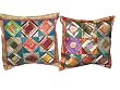2 Dark cyan Hunter green Tribal India Vintage Sari Toss Pillow Cushion Covers