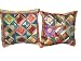 2 Dark cyan Hunter green Tribal India Vintage Sari Toss Pillow Cushion Covers