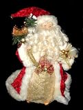 12 Fabric Red And Gold Fiber Optic Santa Christmas Decoration #522975