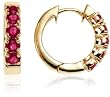 14k Yellow Gold 5 Stone Ruby Earrings