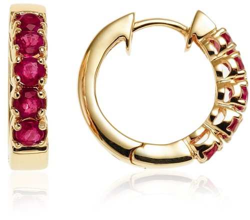14k Yellow Gold 5 Stone Ruby Earrings