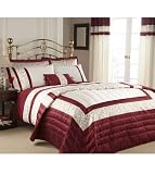 Catherine Lansfield Scroll Red & Cream Embroidered SuperKing Size Duvet Quilt Cover
