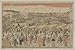 Reprint Historic Japanese Print crowded waterfront scene with pedestrians on the promenade, on the Rogoku Bridge,