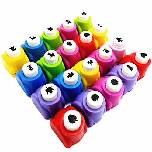 KrismileÂ® Hot NewÂ Mini Paper Craft Punch Card Scrapbooking Engraving Kid Cut DIY Handmade Hole Puncher for Festival Papers and Greeting Card Set of 20 with Random Colors and Random Cutting Shape