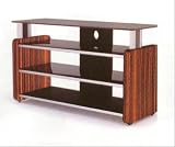 WCI Quality 4-Tier TV Stand For Televisions Screens And Monitors Up To 85 Pounds - Chic Wood Furniture, Aluminum And Tempered Glass - Modern Decor For Homes And Living Rooms