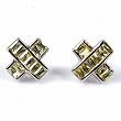 Men's Sterling Silver Earrings with Yellow Topaz and Clear CZ - 14 x 14 mm