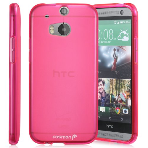 Fosmon DURA-FROST Smooth Durable & Flexible Slim Fit TPU Case Cover for 2014 HTC One (M8) - Retail Packaging (Hot Pink)