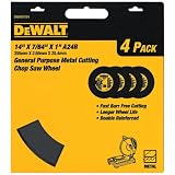 DEWALT DW8001B4 Heavy Duty 4 Pack 14-Inch by 7/64-Inch by 1-Inch General Purpose Chop Saw Wheel