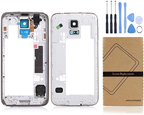Universal Buying(TM) Middle Frame Plate Back Housing Bezel Frame Camera Cover For Samsung Galaxy S5 SV i9600 G900 (Black)