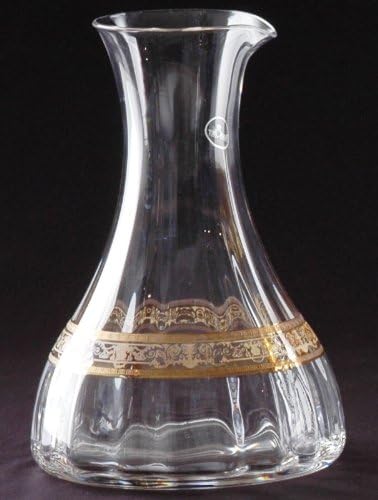 24% Lead Italian Crystal Venetian Amber Gold Design Pitcher with Artwork