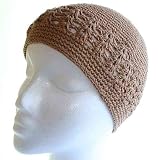 beige COTTON crochet hat beanie kufi skull cap