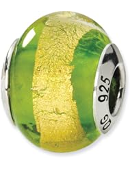 Sterling Silver Yellow/Green Italian Murano Glass Charm Bead Fits Pandora Chamilia Biagi Bracelet