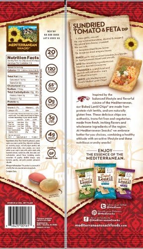 Mediterranean Snacks Roasted Pepper Baked Lentil Chips, 4.5 oz