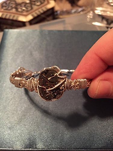 Sterling silver unisex steampunk bracelet with vintage watch movement