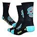 Defeet Aireator Tall Sugarskull Socks, Black/Neptune, Medium
