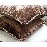 Dark Chocolate Shimmer - 26x26 Inches Decorative Euro Shams - Velvet Euro Sham with Handmade Bead Border