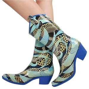 Rain13 Dots Cowboy Rain Boots BLUE MULTI