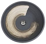 信楽焼　黒ハケメ（中型） 洗面ボール 洗面ボウル 手洗い鉢 オシャレ 洗面台 洗面化粧台 洗面鉢 陶器 信楽焼 tr-3199 (Sトラップ配管セット, 蛇口【se-0001】セット)
