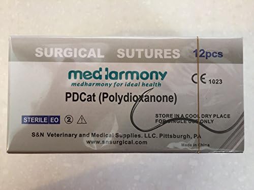 PDCat (Polydioxanone) Veterinary Use Only 45cm size 4-0 one box of 12 suture packets 22mm reverse cutting needle, Monofilament Absorbable
