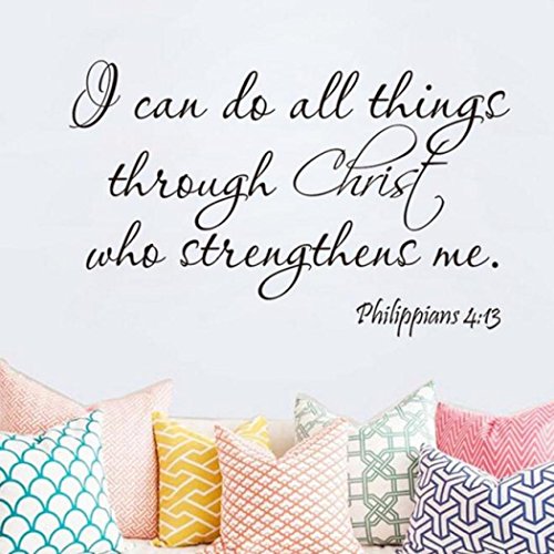 Wall Sticker, Hatop Wall Decal Quote I Can Do All Things Through Christ Who Strengthens Me Philippians 4:13