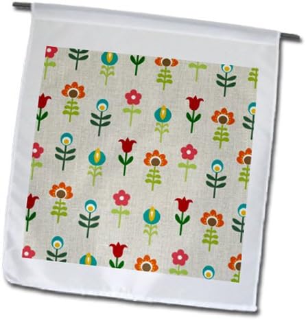InspirationzStore Flower Patterns - Retro floral pattern - Scandinavian colorful flowers - Swedish traditional red orange blue flower - 18 x 27 inch Garden Flag (fl_120301_2)