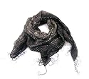 Classic Lightweight Viscose Patterned Scarf with Silver Stripes