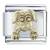 Gold Puppy Animal Italian Charms Bracelet Link