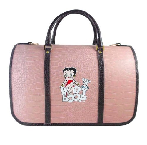 Betty Boop & Pudgy Blue Deluxe Dog Pet Carrier - Pink Crocodile Pattern