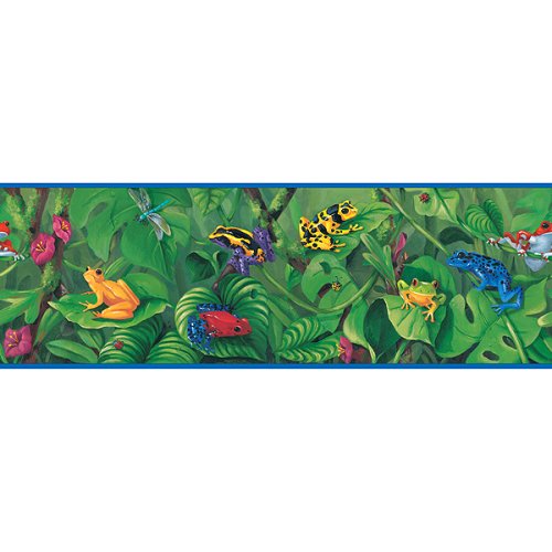 black and white wallpaper border. Rainforest Frogs Wall Border