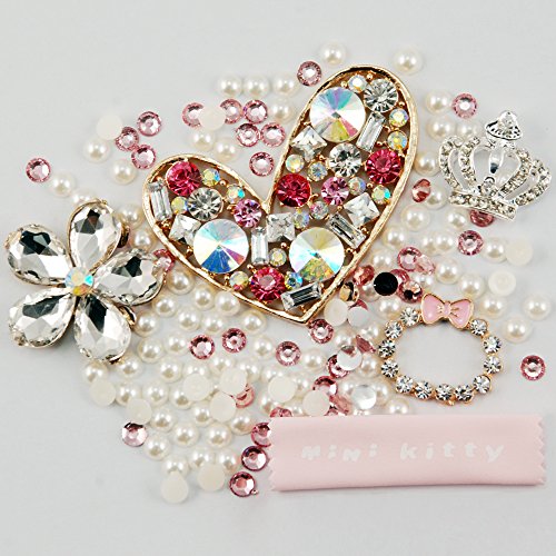 MINI KITTY 3D Bling Elegant Crown kawaii love pearl diamond pearl flower favorite Cell Phone Flat back Kawaii Deco Kit / Set ,cellphone diy for iphone 4 4S ,iphone 5 5c 5G,for iphone 6 for iphone 6 plus for samsung note 4 samsung s5 mini s5 i9600 for samsung galaxy s3 i9300 ,for samsung galaxy s4 i9500 for sony/htc/nokia/google etc + free microfiber cloth