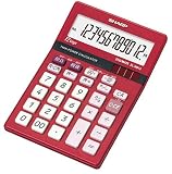 SHARP ミニナイスサイズ電卓 マルチ換算・早打ち・サイレントキー搭載 ルビーレッド 12桁 EL-M812-RX