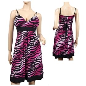 Sexy Pink Animal Print Empire Waist Plus Size Dress