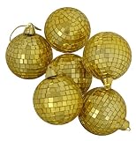 Pack of 6 Gold Mirrored Glass Disco Ball Christmas Ornaments 2.5