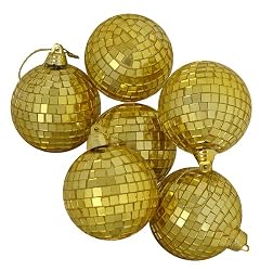 Pack of 6 Gold Mirrored Glass Disco Ball Christmas Ornaments 3.25" (80mm)