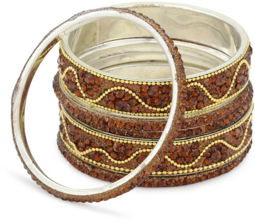 Chamak by priya kakkar 6 coffee Crystal Bangles with Gold Metal
