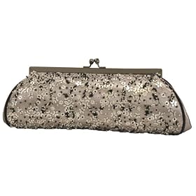 Lace, Satin, Sequin and Beaded Design, Metal Frame - Evening Bag - Jazmin