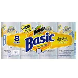 Bounty Basic Paper Towels, 8 Rolls, Prints, 60 One-Ply Sheets Per Roll ... Image Detail
